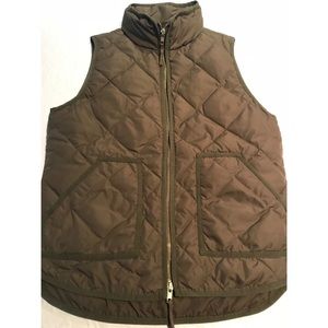 J. Crew Hunter Green Down Vest with Gold Zipper